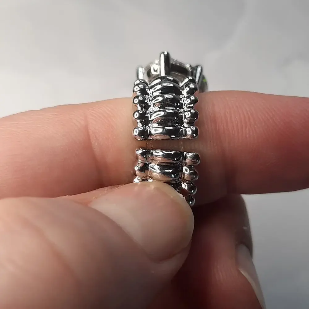 Silver & Green Stretch Ring